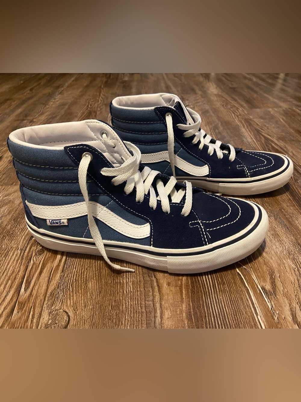 Vans Navy and White Sk8-Hi Classic High-Top Sneakers